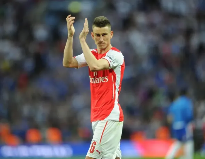 Framed Print : Laurent Koscielny's Triumphant FA Cup Semi-Final Celebration with Arsenal Fans Framed Print : Laurent Koscielny's Triumphant FA Cup Semi-Final Celebration with Arsenal Fans
