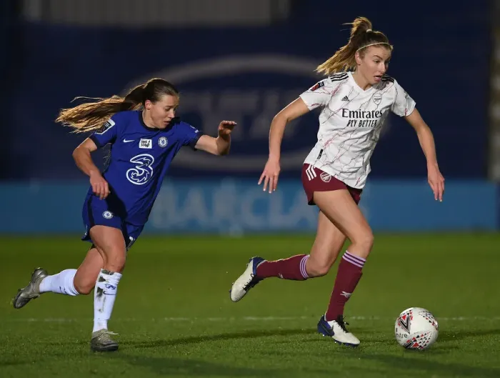 Framed Print : Leah Williamson vs. Fran Kirby: A Battle in the FA WSL Clash Between Chelsea Women and Arsenal Women Framed Print : Leah Williamson vs. Fran Kirby: A Battle in the FA WSL Clash Between Chelsea Women and Arsenal Women