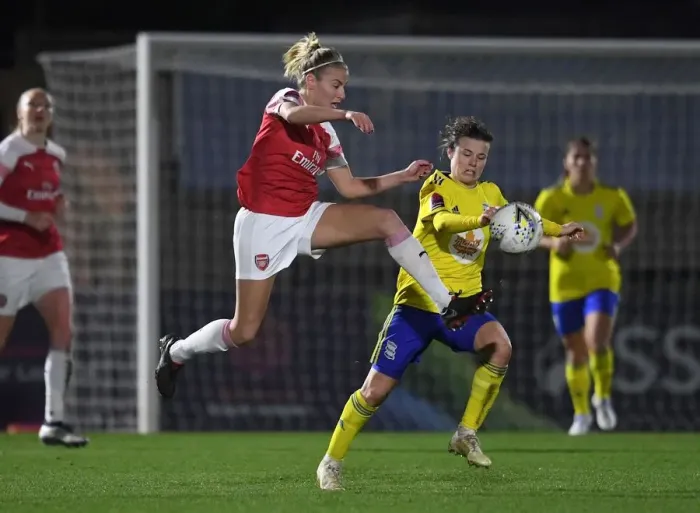 Framed Print : Leah Williamson vs. Hayley Ladd: Intense Battle in Arsenal Women vs. Birmingham City Women FA WSL Continental Tyres Cup Match Framed Print : Leah Williamson vs. Hayley Ladd: Intense Battle in Arsenal Women vs. Birmingham City Women FA WSL Continental Tyres Cup Match