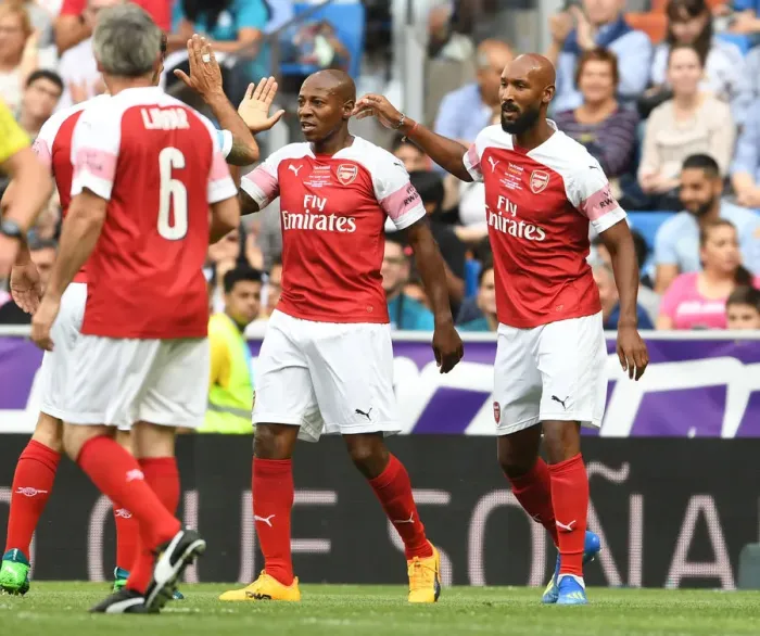 Framed Print : Legendary Clash: Boa Morte Scores for Arsenal against Real Madrid Legends in Spain, 2018