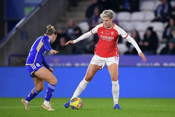 Framed Print : Leicester City vs. Arsenal FC: Intense Battle in Barclays Women's Super League