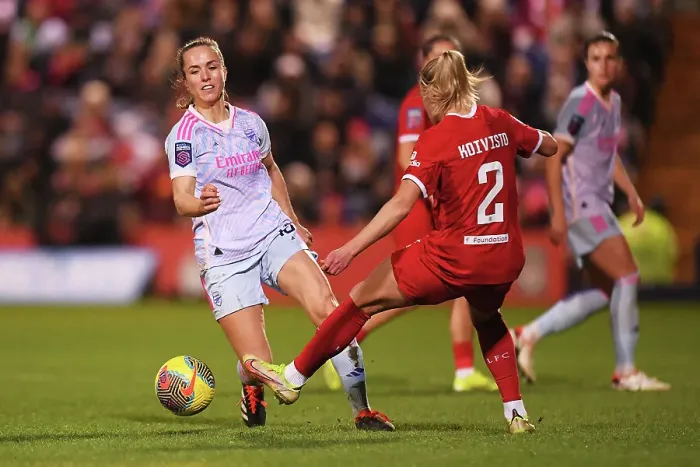 Framed Print : Lia Waelti vs. Emma Koivisto: A Battle in the Barclays Women's Super League - Liverpool FC vs. Arsenal FC Framed Print : Lia Waelti vs. Emma Koivisto: A Battle in the Barclays Women's Super League - Liverpool FC vs. Arsenal FC