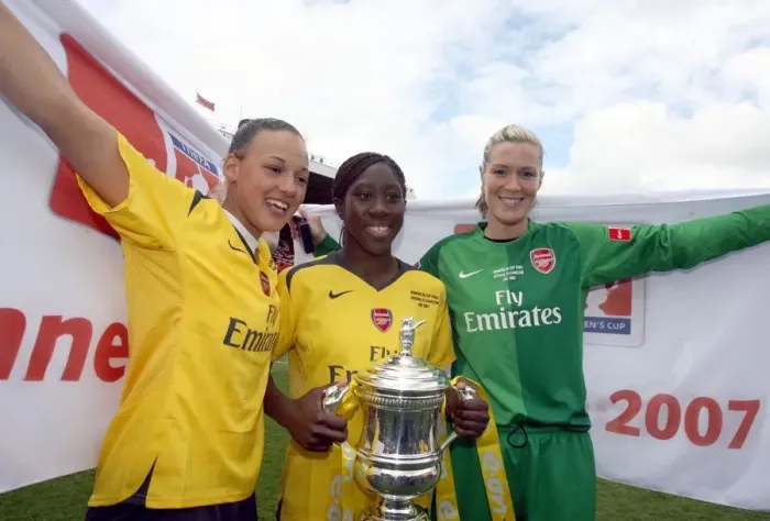 Framed Print : Lianne Sanderson, Anita Asante and Emma Byrne (Arsenal) celebrate after the match Framed Print : Lianne Sanderson, Anita Asante and Emma Byrne (Arsenal) celebrate after the match