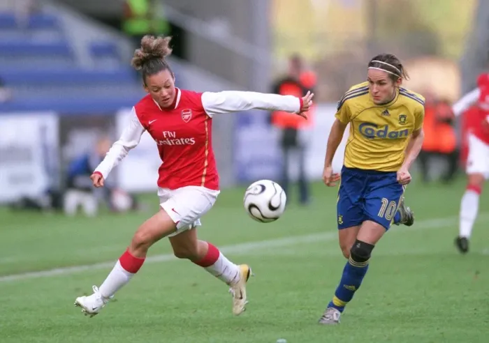 Framed Print : Lianne Sanderson (Arsenal) Julie Rydahl Bukh (Brondby) Framed Print : Lianne Sanderson (Arsenal) Julie Rydahl Bukh (Brondby)