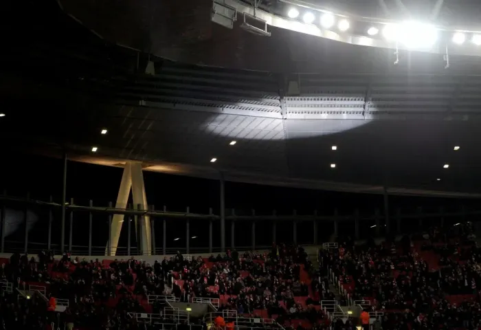 Framed Print : Light display pre match. Arsenal 1: 3 AS Monaco. UEFA Champions League. Emirates Stadium, 25 / 2 / 15 Framed Print : Light display pre match. Arsenal 1: 3 AS Monaco. UEFA Champions League. Emirates Stadium, 25 / 2 / 15