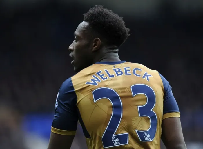 Framed Print : LIVERPOOL, ENGLAND - MARCH 19: Danny Welbeck of Arsenal during the Barclays Premier League match between Everton