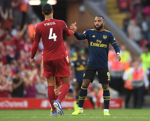 Liverpool vs. Arsenal: Lacazette and Van Dijk Share a Moment after Intense Premier League Clash (2019-20)