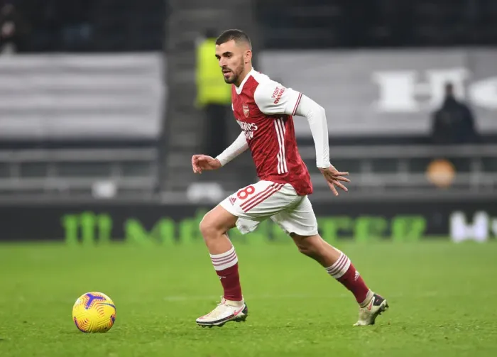 Framed Print : London Derby: Dani Ceballos in Action for Arsenal against Tottenham Hotspur, Premier League 2020-21