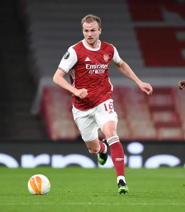 Framed Print : LONDON, ENGLAND - APRIL 08: Rob Holding of Arsenal during the UEFA Europa League Quarter Final First Leg match between
