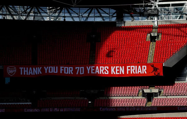LONDON, ENGLAND - AUGUST 01: A banner for Arsenal Director Ken Frair in the stand during the FA Cup Final match between