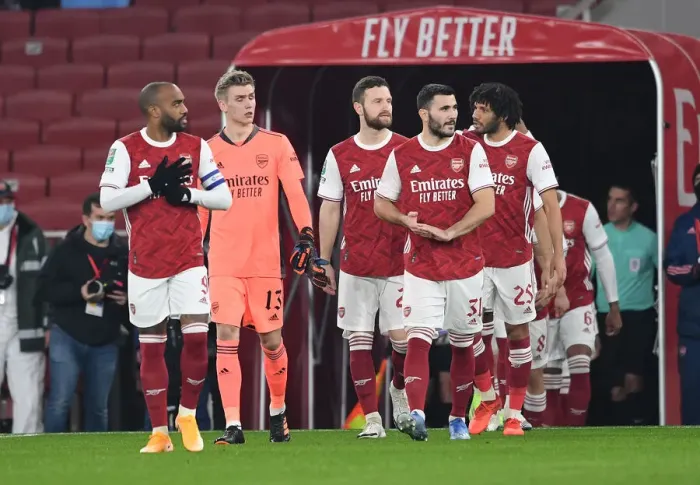 Framed Print : LONDON, ENGLAND - DECEMBER 22: Sead Kolasinac of Arsenal walks out before the Carabao Cup Quarter Final match between