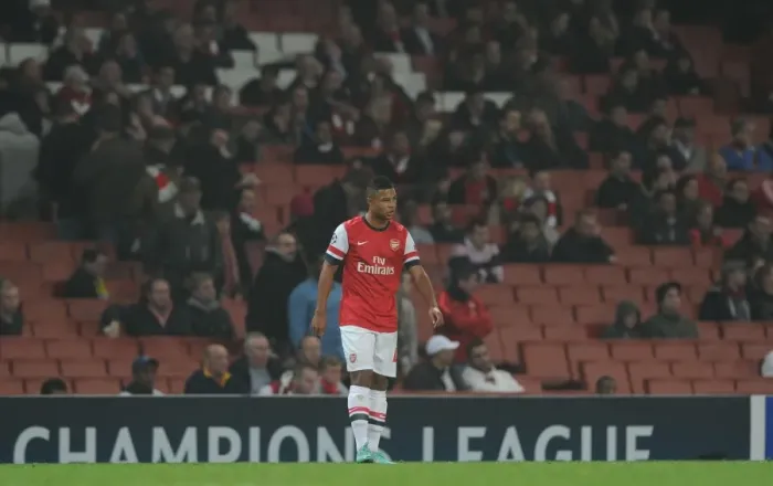 Framed Print : Lone Star: Serge Gnabry at Empty Emirates Stadium (Arsenal vs. Schalke 04, UEFA Champions League, 2012) Framed Print : Lone Star: Serge Gnabry at Empty Emirates Stadium (Arsenal vs. Schalke 04, UEFA Champions League, 2012)
