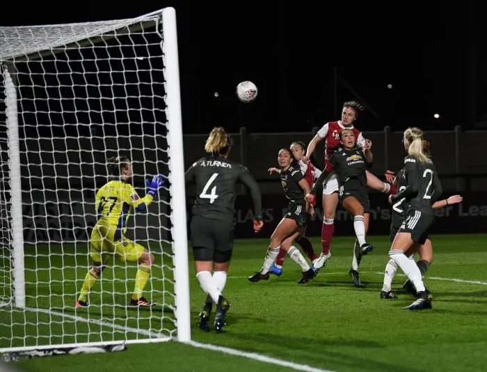 Framed Print : Lotte Wubben-Moy Scores in Empty Meadow Park: Arsenal Women Defeat Manchester United Women in FA WSL Match, 2021