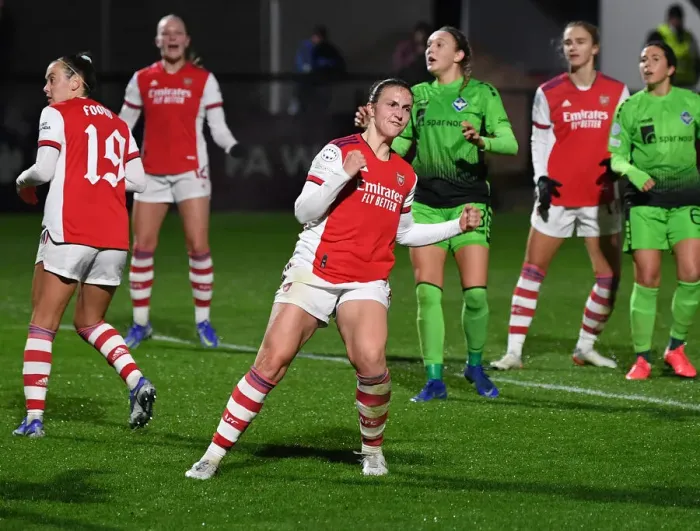 Framed Print : Lotte Wubben-Moy Scores Second Goal: Arsenal Women's Champions League Victory Framed Print : Lotte Wubben-Moy Scores Second Goal: Arsenal Women's Champions League Victory