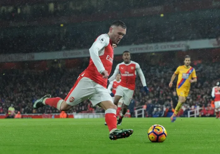 Framed Print : Lucas Perez in Action: Arsenal vs Crystal Palace, Premier League 2016-17