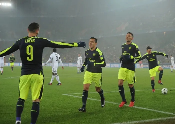 Framed Print : Lucas Perez Scores His Second: Arsenal's Triumph Over FC Basel in 2016-17 UEFA Champions League Framed Print : Lucas Perez Scores His Second: Arsenal's Triumph Over FC Basel in 2016-17 UEFA Champions League