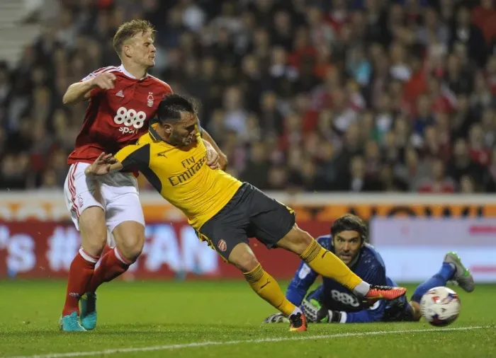 Framed Print : Lucas Perez Scores His Second Double: Arsenal's Third Goal Against Nottingham Forest in EFL Cup Framed Print : Lucas Perez Scores His Second Double: Arsenal's Third Goal Against Nottingham Forest in EFL Cup
