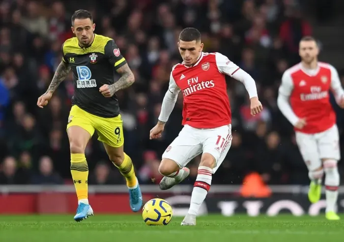 Framed Print : Lucas Torreira (Arsenal). Arsenal 2:2 Southampton