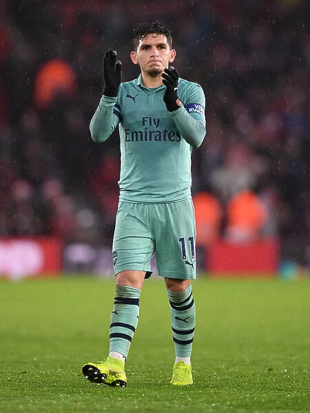Lucas Torreira Reacts After Arsenal's Win Against Southampton FC - Premier League