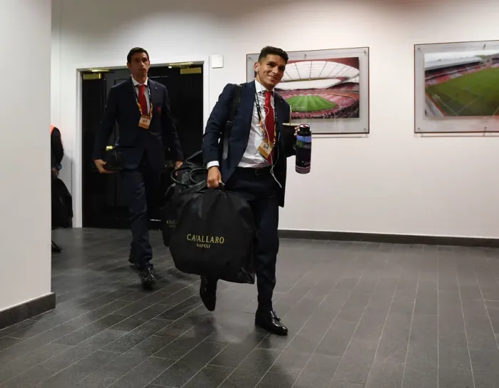 Framed Print : Lucas Torreira's Arsenal Debut: Arsenal v Vorskla Poltava, UEFA Europa League 2018-19