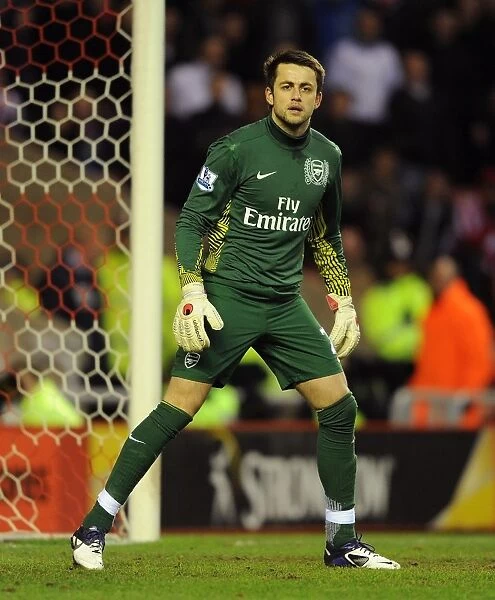Lukas Fabianski Focused: Arsenal's Goalkeeper in FA Cup Fifth Round Action against Sunderland