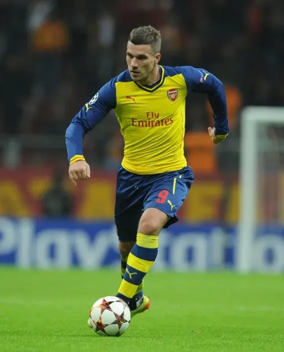 Framed Print : Lukas Podolski in Action: Galatasaray vs. Arsenal, UEFA Champions League, Istanbul, 2014