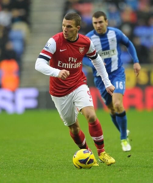 Lukas Podolski in Action: Wigan Athletic vs. Arsenal, Premier League 2012-13