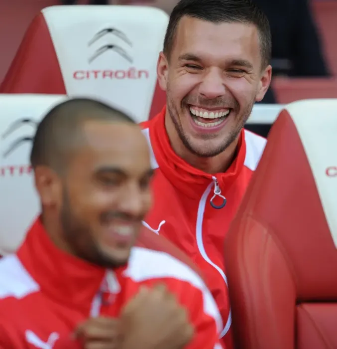 Framed Print : Lukas Podolski (Arsenal). Arsenal 3: 0 Burnley. Barclays Premier League. Emirates Stadium, 1  /  11  /  14
