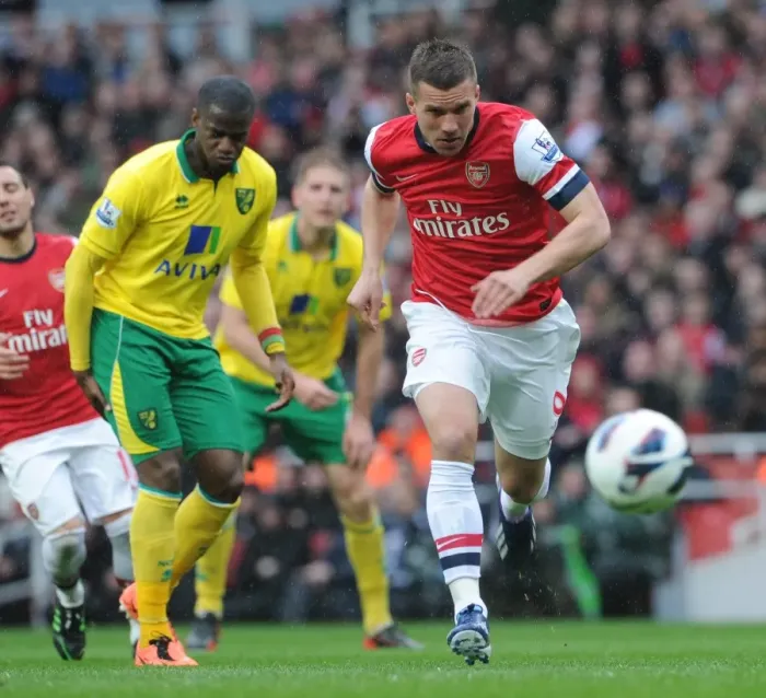 Framed Print : Lukas Podolski (Arsenal). Arsenal 3: 1 Norwich City. Barclays Premier League. Emirates Stadium Framed Print : Lukas Podolski (Arsenal). Arsenal 3: 1 Norwich City. Barclays Premier League. Emirates Stadium