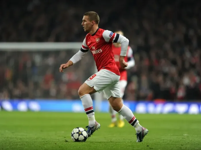 Framed Print : Lukas Podolski: Arsenal's Star Performance Against Bayern Munich in the 2012-13 Champions League Framed Print : Lukas Podolski: Arsenal's Star Performance Against Bayern Munich in the 2012-13 Champions League