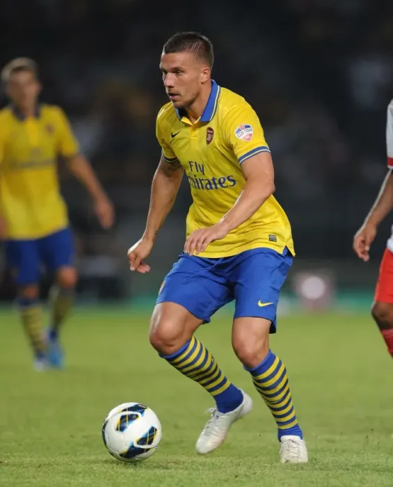 Framed Print : Lukas Podolski Faces Off Against Indonesia All-Stars in 2013-14 Framed Print : Lukas Podolski Faces Off Against Indonesia All-Stars in 2013-14