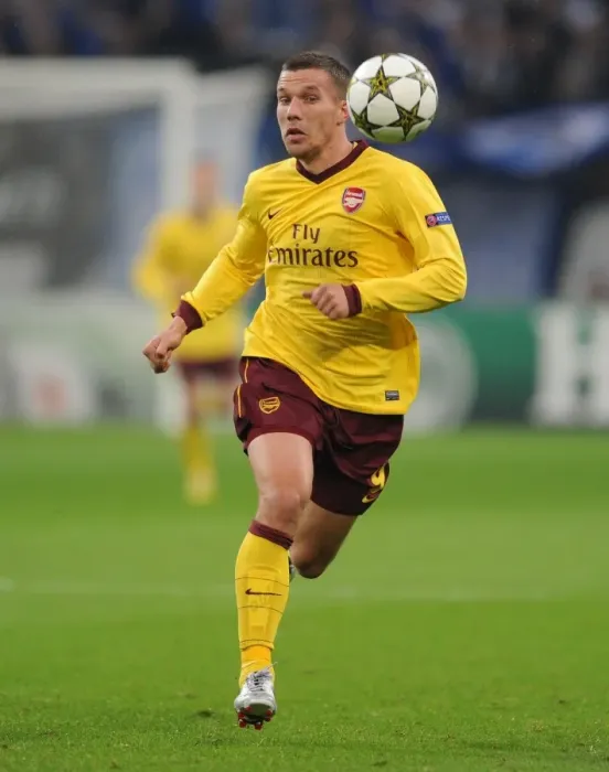Framed Print : Lukas Podolski: A Former Hero Returns - Schalke 04 vs. Arsenal FC, UEFA Champions League, 2012
