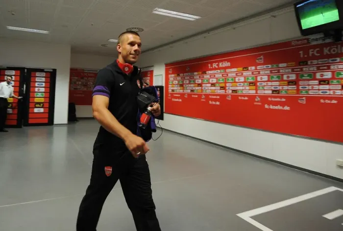 Framed Print : Lukas Podolski Pre-Season Training: Arsenal vs. FC Cologne (2012)
