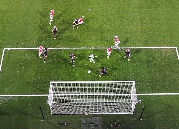 Lukas Podolski scores Arsenals goal past Manuel Neuer (Bayern). Arsenal 1:3 Bayern Munich