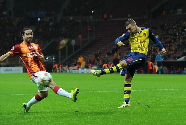 Lukas Podolski Scores First Arsenal Goal in Champions League Against Galatasaray, Istanbul 2014