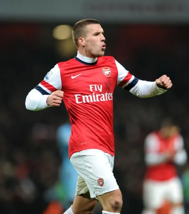 Framed Print : Lukas Podolski Scores First Arsenal Goal: Arsenal 1-0 West Ham United, Premier League 2012-13