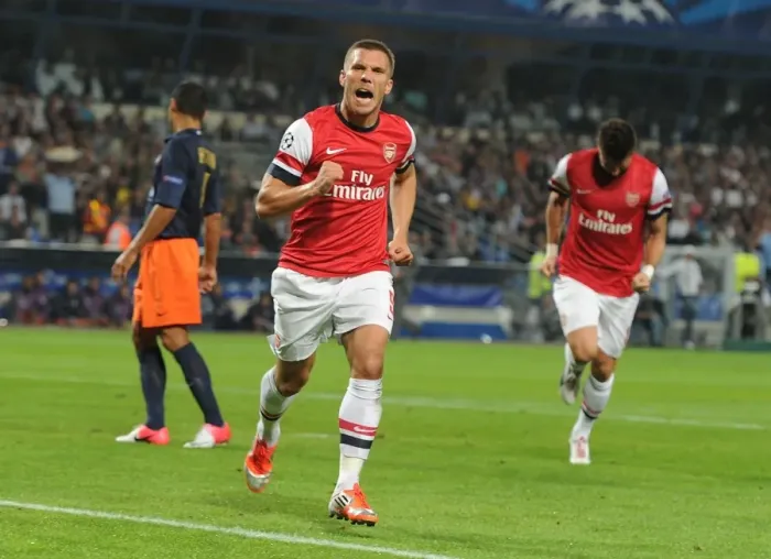 Framed Print : Lukas Podolski Scores First Arsenal Goal in UEFA Champions League Victory over Montpellier (September 2012) Framed Print : Lukas Podolski Scores First Arsenal Goal in UEFA Champions League Victory over Montpellier (September 2012)