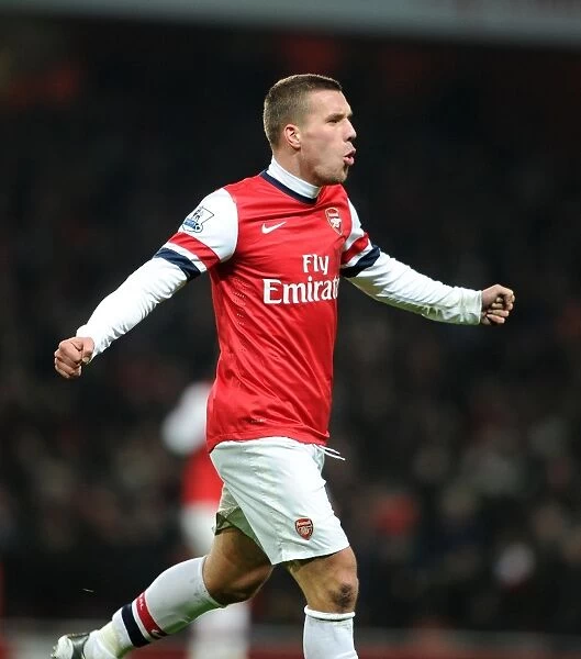 Lukas Podolski Scores First Goal for Arsenal: Arsenal 1-0 West Ham United, Premier League 2012-13