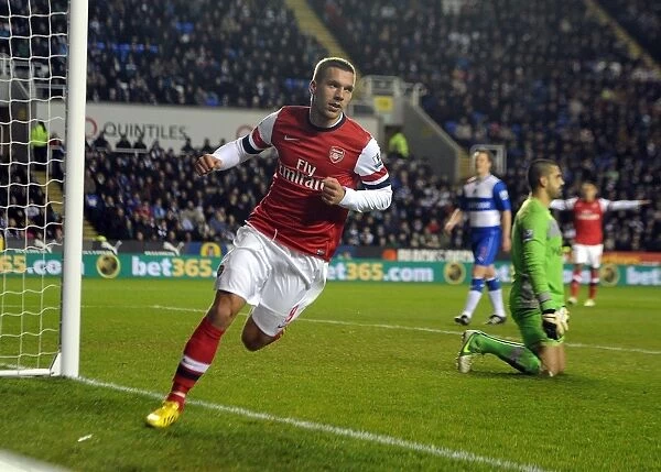 Lukas Podolski Scores First Goal for Arsenal Against Reading, 2012-13 Season