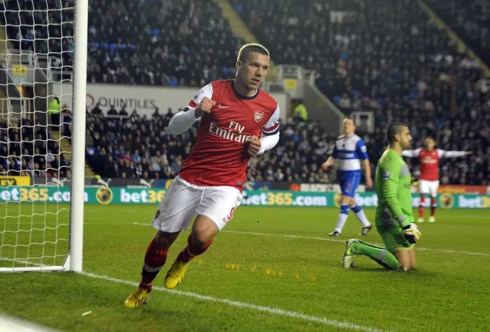 Framed Print : Lukas Podolski Scores First Goal for Arsenal: Reading vs. Arsenal, 2012-13 Premier League Framed Print : Lukas Podolski Scores First Goal for Arsenal: Reading vs. Arsenal, 2012-13 Premier League