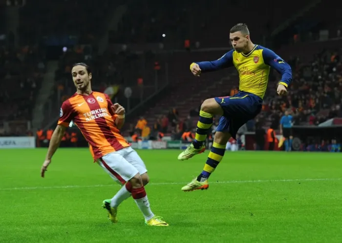 Framed Print : Lukas Podolski Scores First Goal: Galatasaray vs. Arsenal, UEFA Champions League, Istanbul, 2014 Framed Print : Lukas Podolski Scores First Goal: Galatasaray vs. Arsenal, UEFA Champions League, Istanbul, 2014