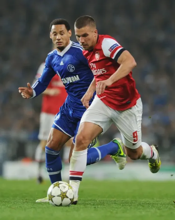 Framed Print : Lukas Podolski vs. Jermaine Jones: Battle at the Emirates - Arsenal FC vs. Schalke 04, UEFA Champions League, 2012 Framed Print : Lukas Podolski vs. Jermaine Jones: Battle at the Emirates - Arsenal FC vs. Schalke 04, UEFA Champions League, 2012