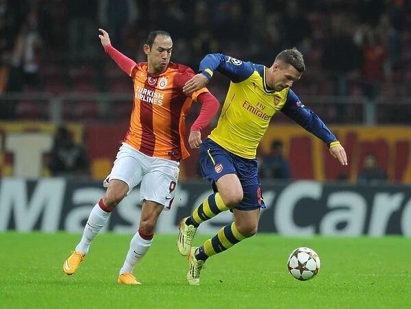 Lukas Podolski vs. Umut Bulut: A Battle in the UEFA Champions League between Galatasaray and Arsenal