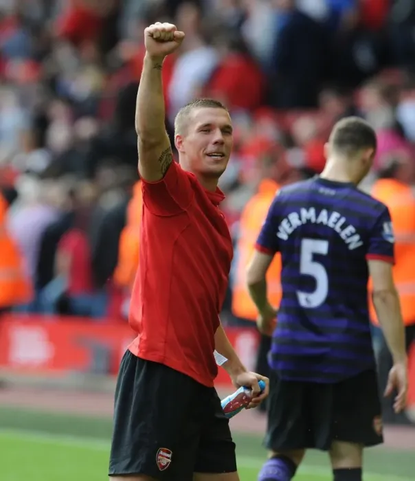 Framed Print : Lukas Podolski's Goal: Liverpool vs. Arsenal, Premier League 2012-13