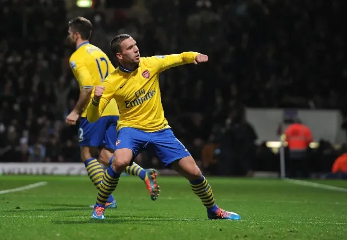 Framed Print : Lukas Podolski's Hat-Trick: Arsenal's Triumph over West Ham United (December 2013)