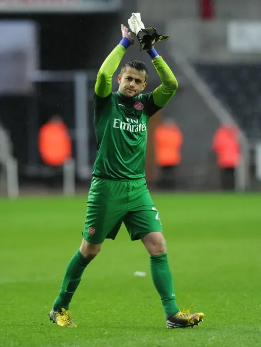 Framed Print : Lukasz Fabianski: A Moment of Reflection after Swansea City vs. Arsenal (2012-13)