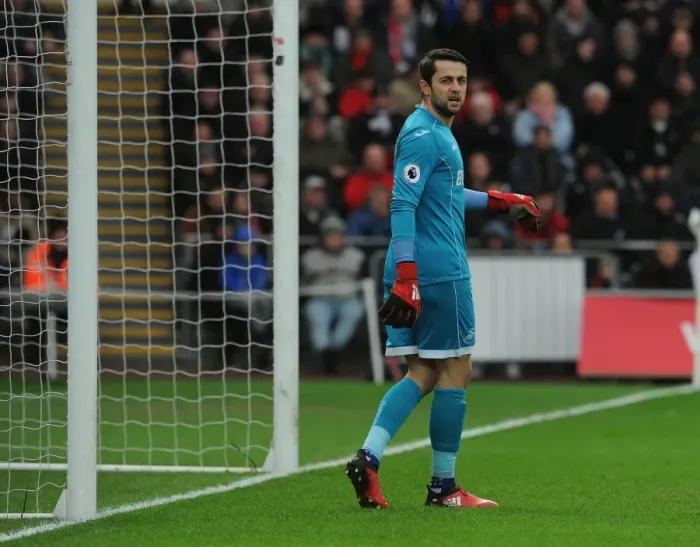 Framed Print : Lukasz Fabianski of Swansea Faces Off Against Arsenal in Premier League Clash