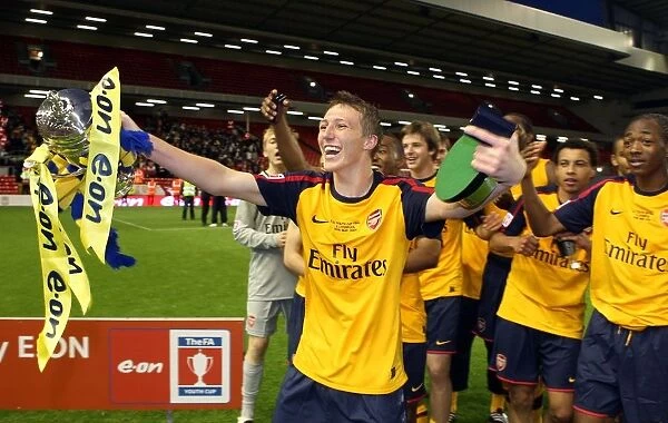 Luke Ayling (Arsenal) with the youth cup trophy