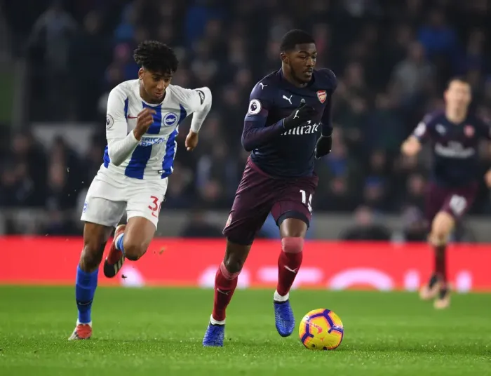 Framed Print : Maitland-Niles vs Bernardo: A Premier League Battle - Arsenal vs Brighton & Hove Albion (December 2018) Framed Print : Maitland-Niles vs Bernardo: A Premier League Battle - Arsenal vs Brighton & Hove Albion (December 2018)