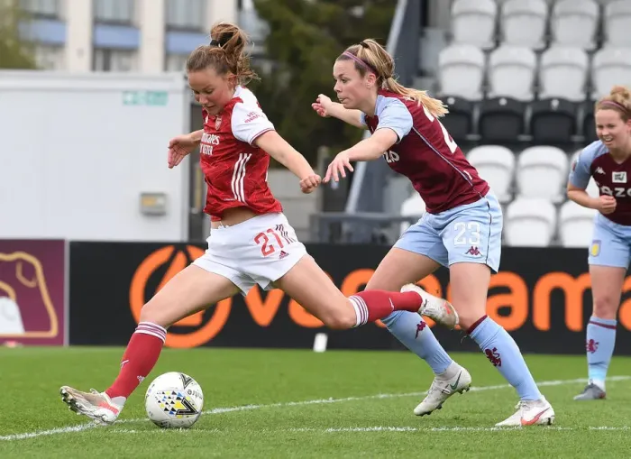 Framed Print : Malin Gut Under Pressure: Arsenal Women vs. Aston Villa Women in Empty Meadow Park, FA WSL 2021 Framed Print : Malin Gut Under Pressure: Arsenal Women vs. Aston Villa Women in Empty Meadow Park, FA WSL 2021